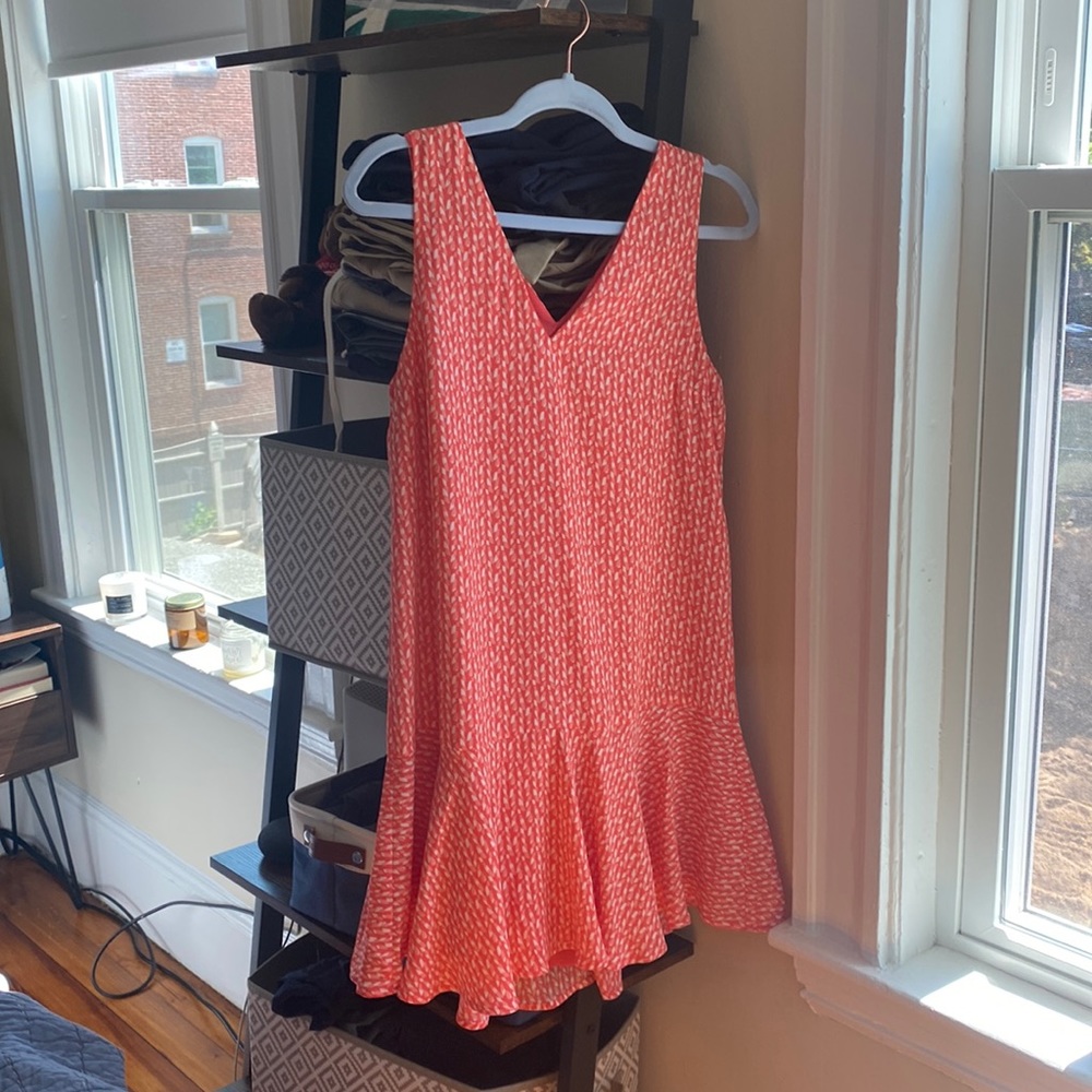 Banana republic drop shift pink and white dress
